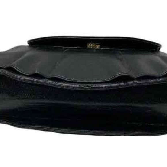 Givenchy Vintage Black Textured Leather Clam Shell Magnet Clutch Shoulder Bag - Picture 7 of 9